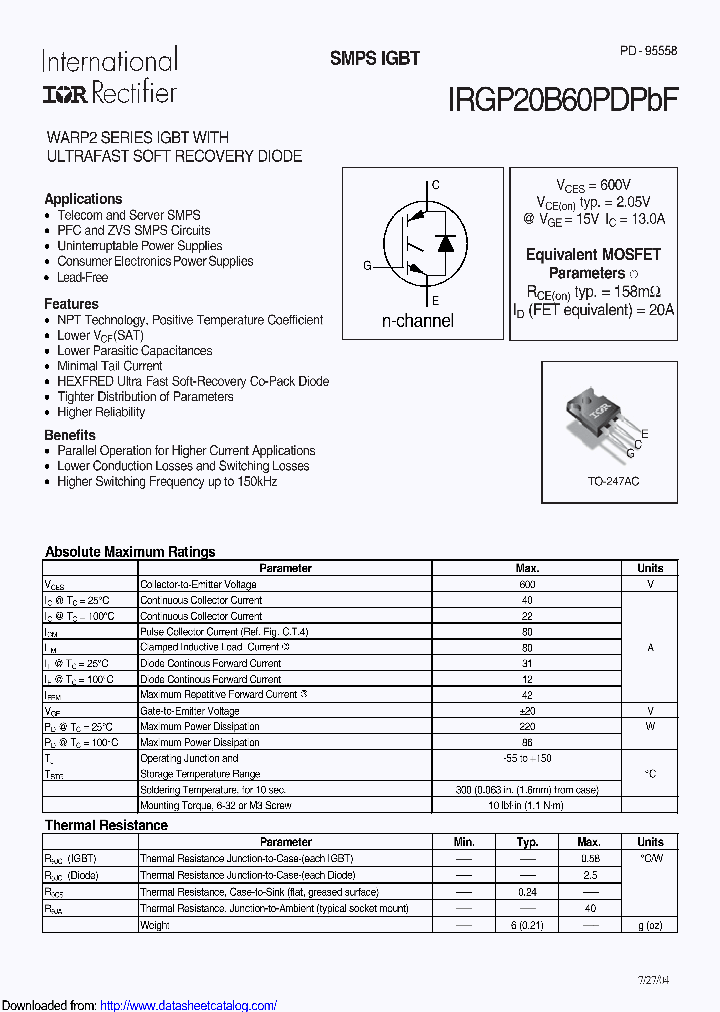 IRGP20B60PDPBF_9008744.PDF Datasheet