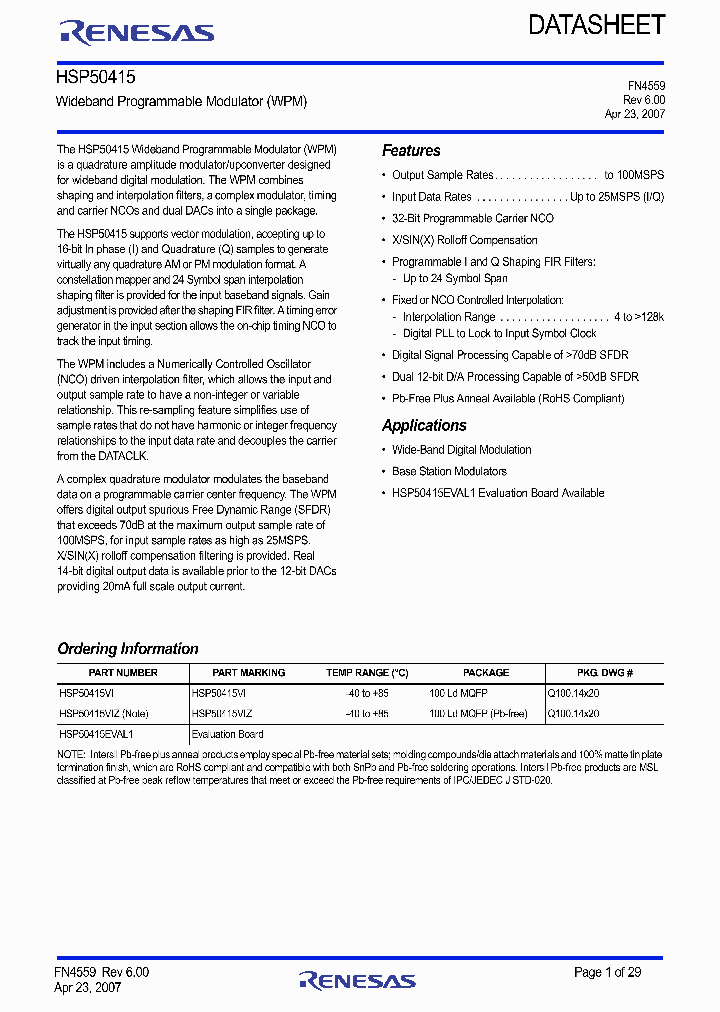 HSP50415VIZ_9017123.PDF Datasheet