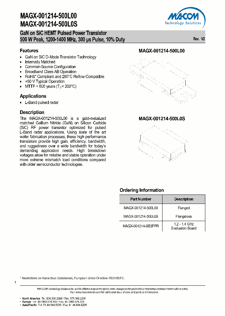 MAGX-001214-500L00-V2_9021861.PDF Datasheet