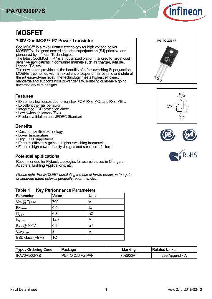 IPA70R900P7S_9033847.PDF Datasheet