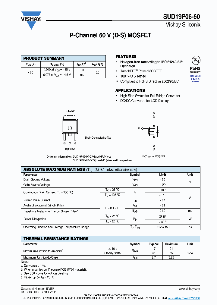 SUD19P06-60_9040839.PDF Datasheet