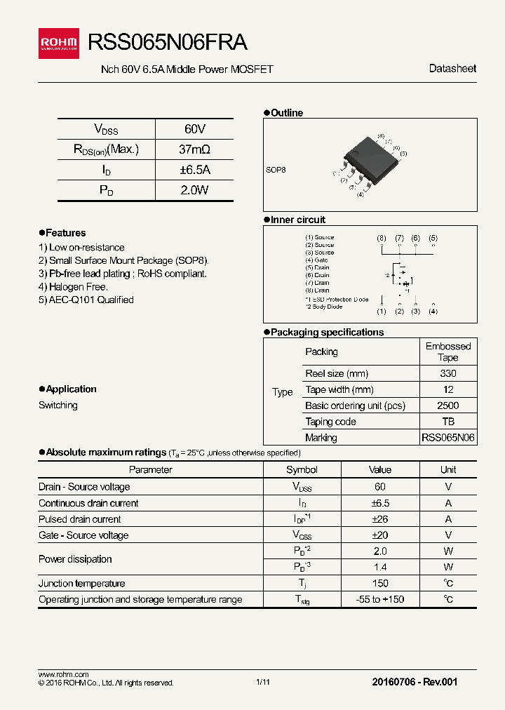 RSS065N06FRA_9050057.PDF Datasheet
