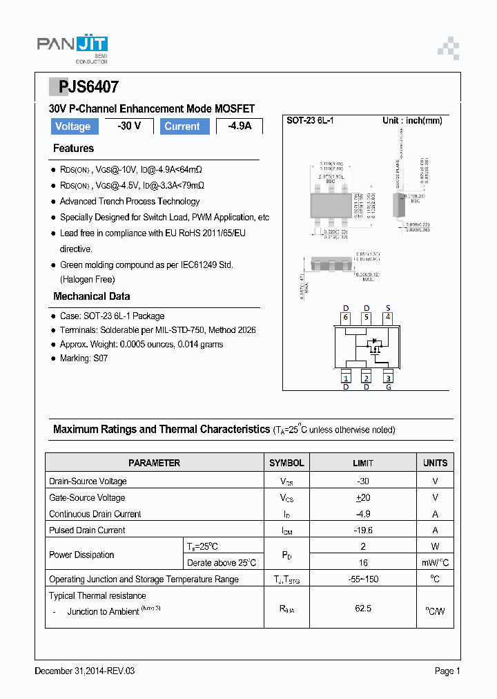 PJS6407_9054392.PDF Datasheet