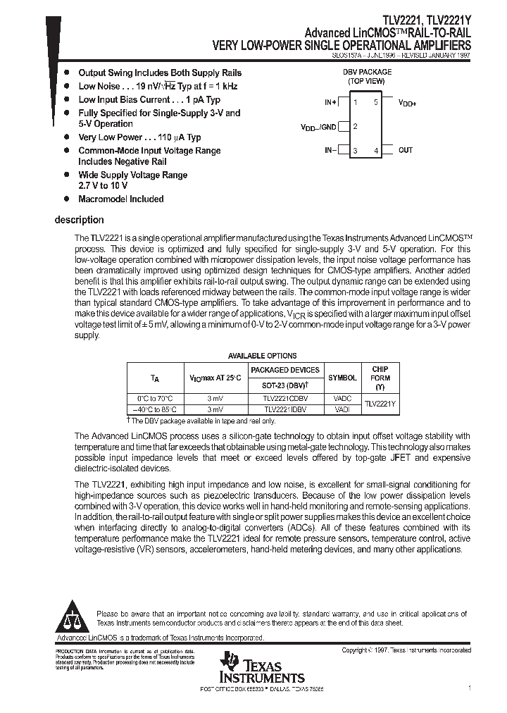 TLV2221IDBV_9057765.PDF Datasheet