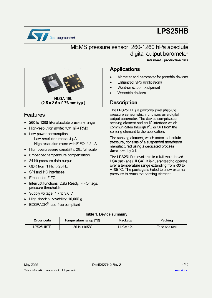 LPS25HB_9059628.PDF Datasheet