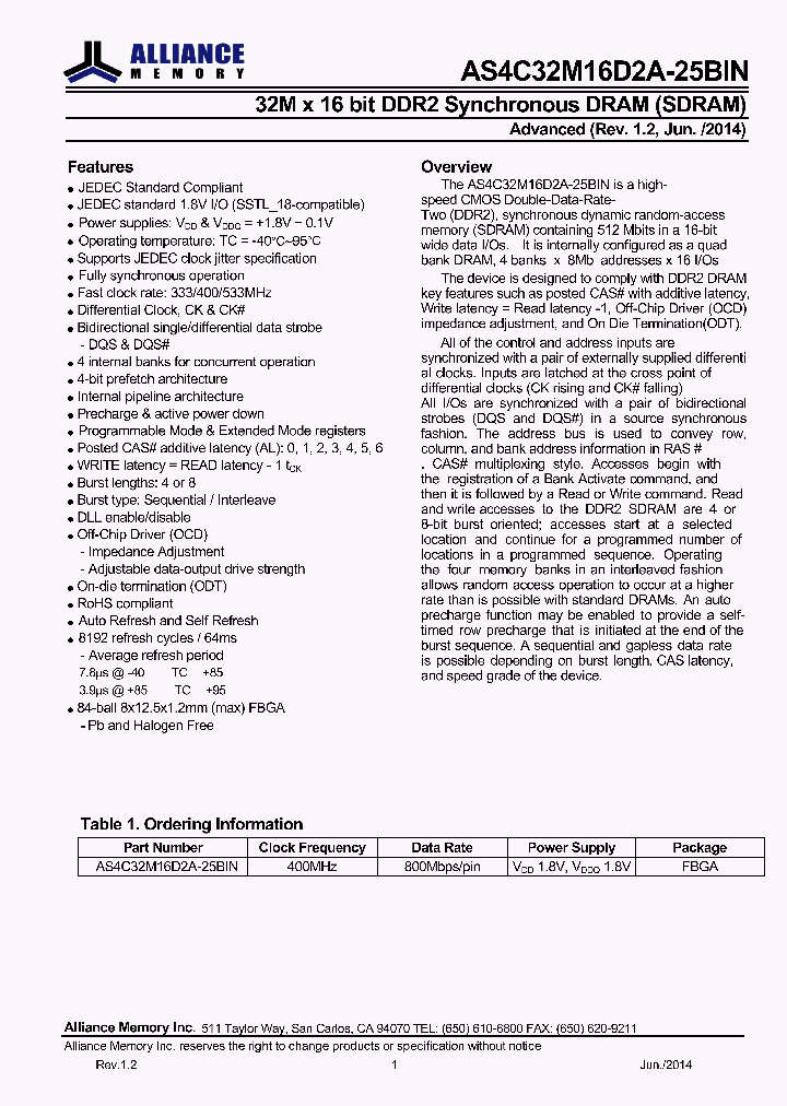 AS4C32M16D2A-25BIN_9061632.PDF Datasheet