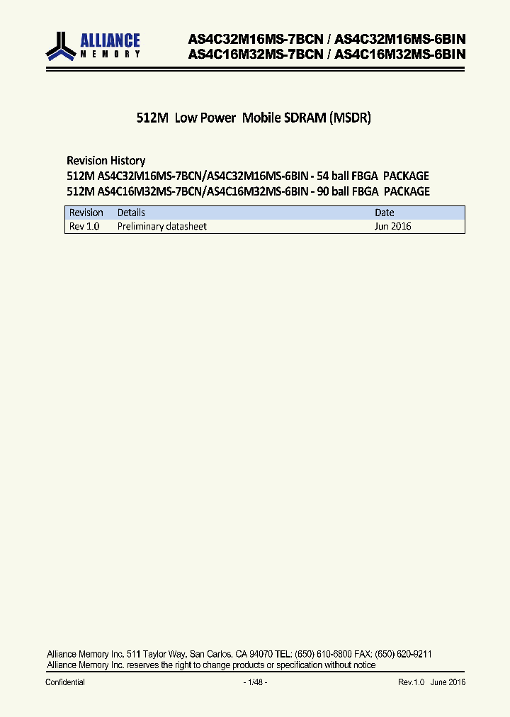 AS4C32M16MS-6BIN_9061637.PDF Datasheet