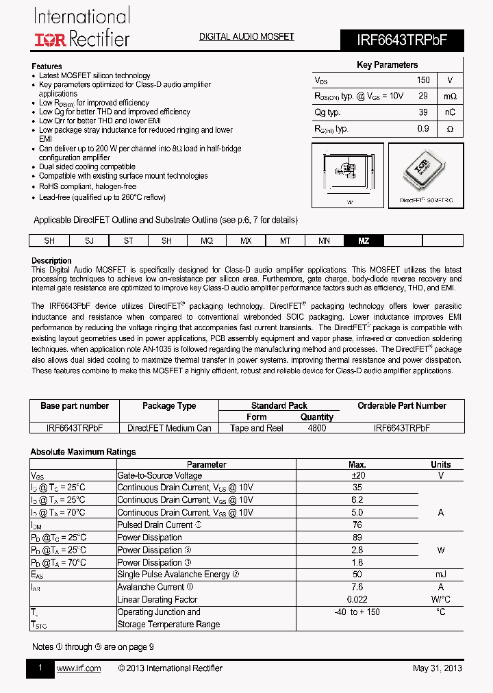 IRF6643PBF_9068238.PDF Datasheet