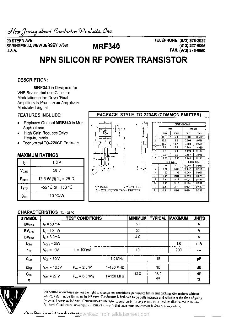 MRF340_9075324.PDF Datasheet