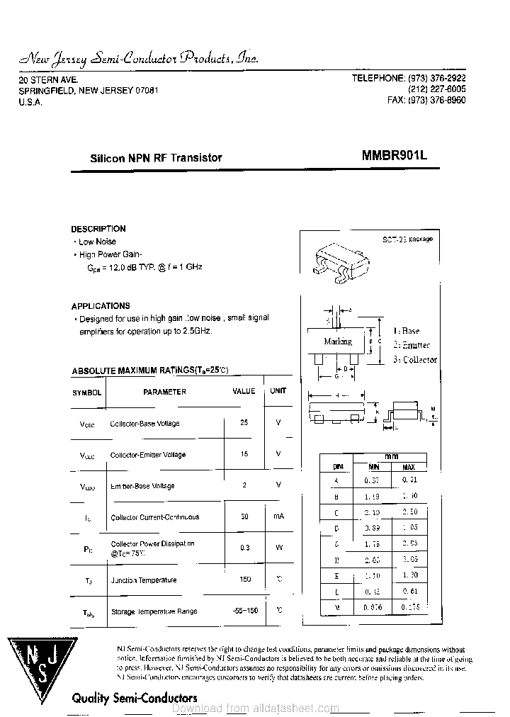 MMBR901L_9076359.PDF Datasheet