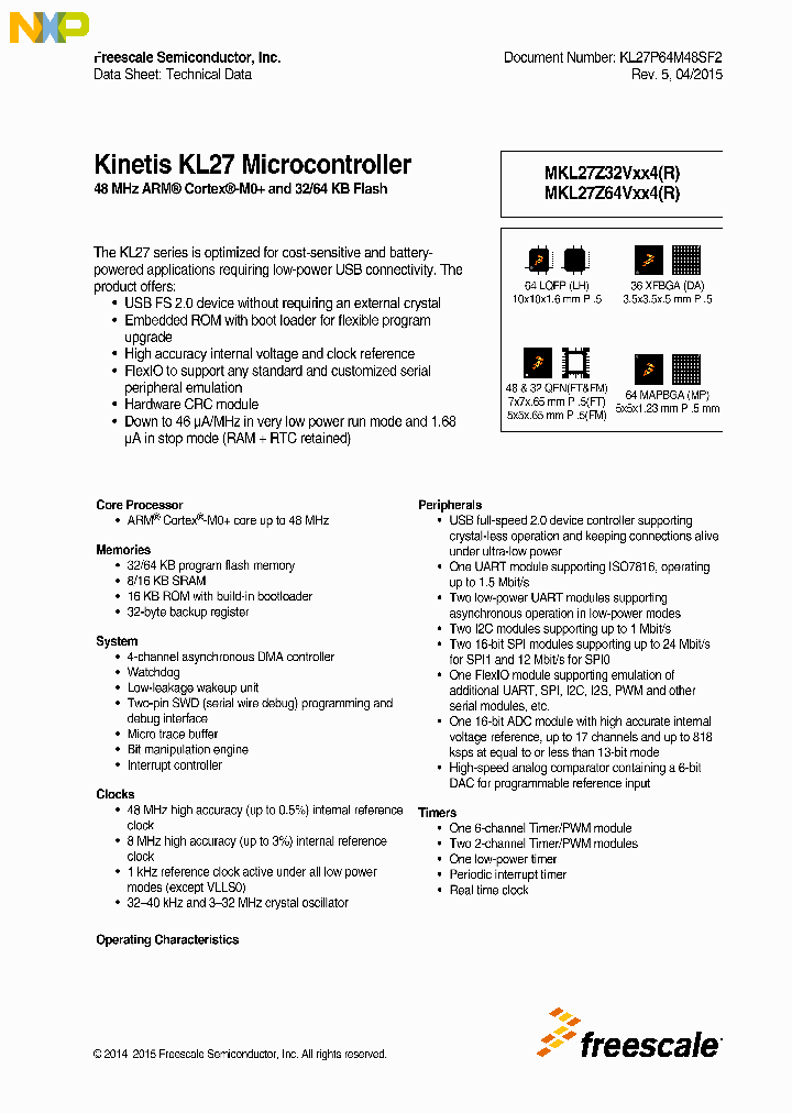 KL27P64M48SF2_9077465.PDF Datasheet