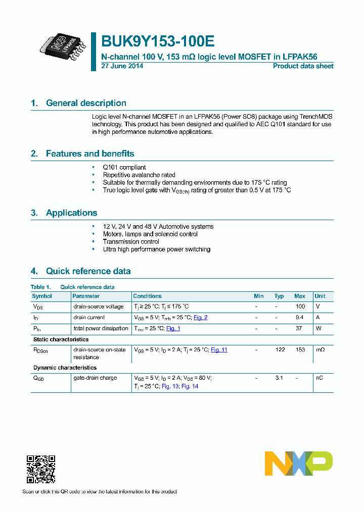 BUK9Y153-100E-15_9078749.PDF Datasheet