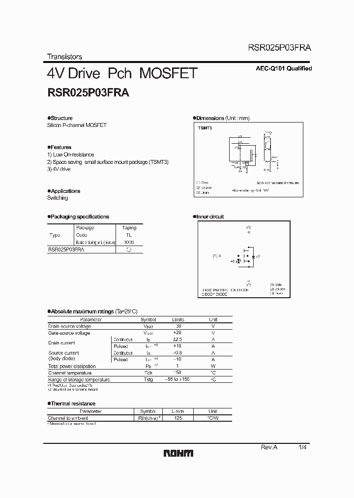 RSR025P03FRA_9079900.PDF Datasheet
