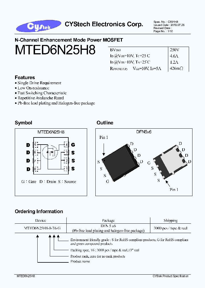 MTED6N25H8-0-T6-G_9080665.PDF Datasheet