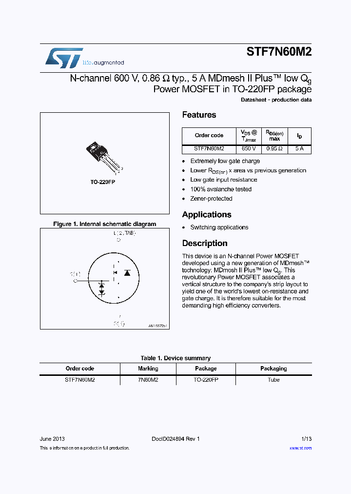 STF7N60M2_9081865.PDF Datasheet