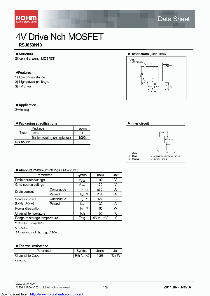 RSJ650N10TL_9089231.PDF Datasheet