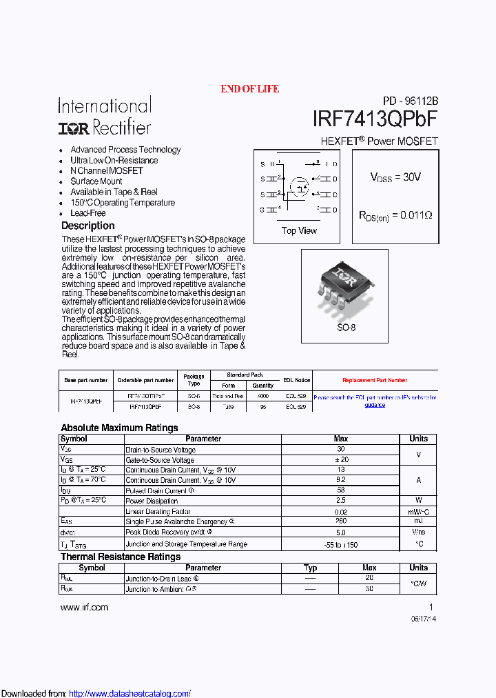 IRF7413QPBF_9090693.PDF Datasheet