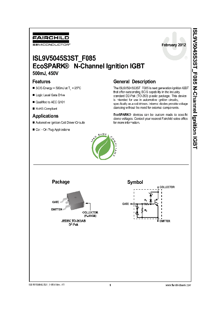 ISL9V5045SF085_9095046.PDF Datasheet