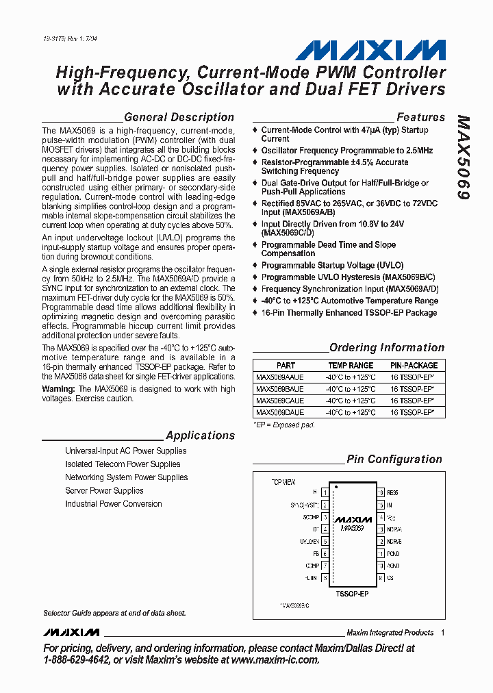MAX5069DAUE_9098127.PDF Datasheet