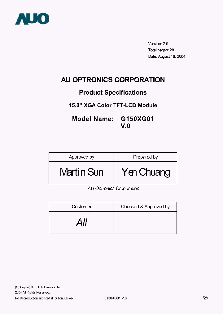 G150XG01V0_9113404.PDF Datasheet